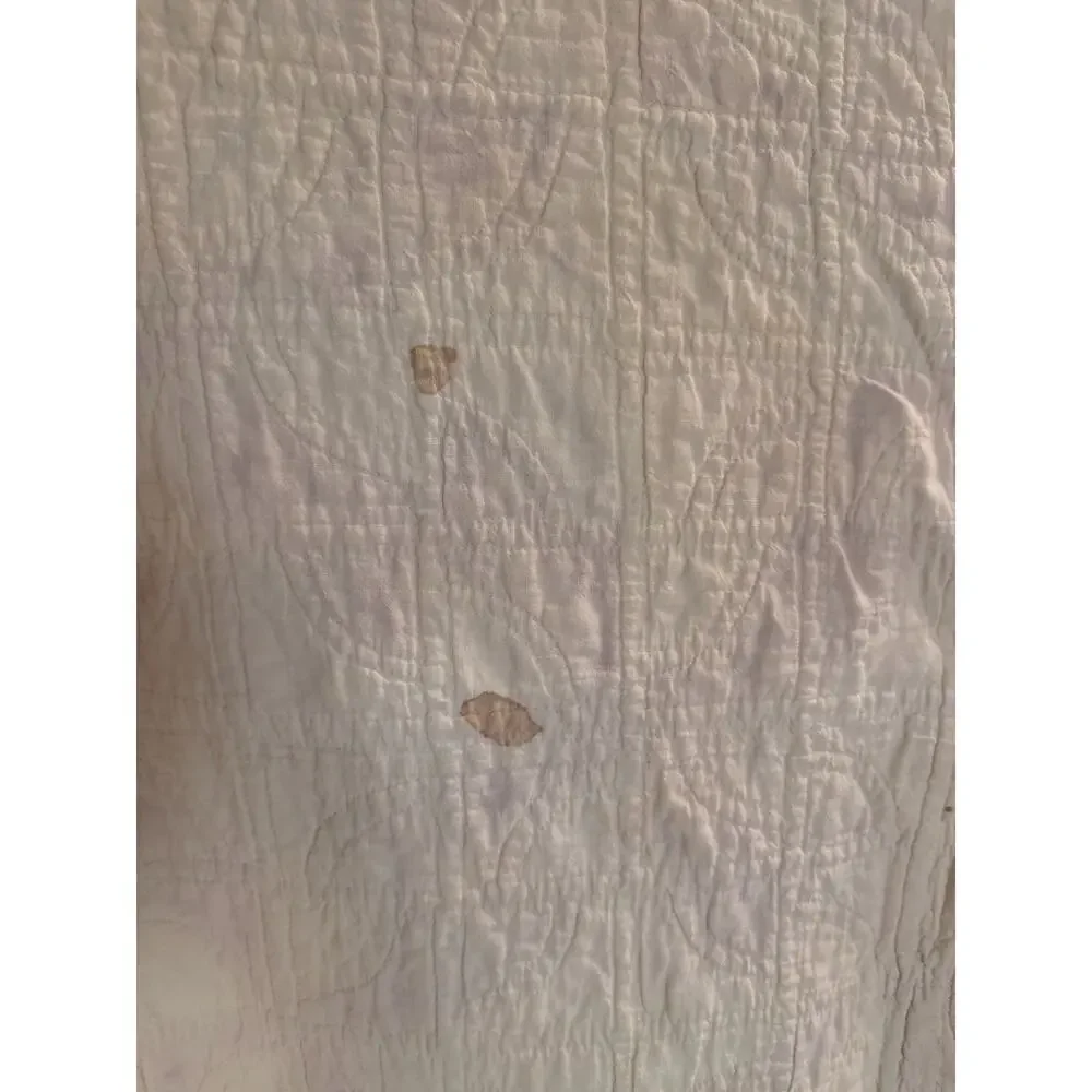 Vintage Handmade Hand Sewn Quilt Red White Blue Floral Cottagecore Farmhouse